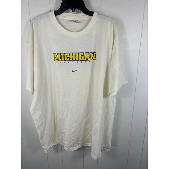 Vintage Michigan Wolverines Shirt Adult XXL White Nike Center Swoosh 90s - Picture 1 of 5